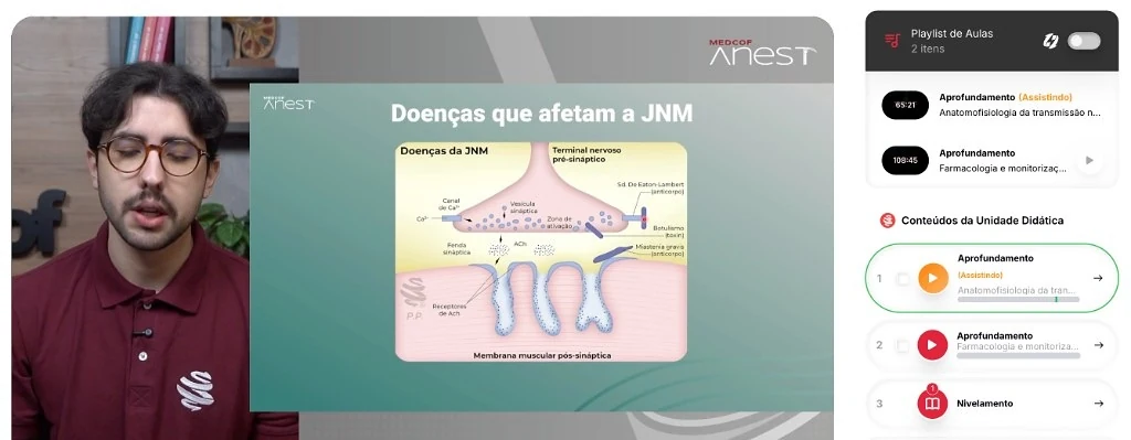 Aula de anestesiologia na plataforma MedCof Anest