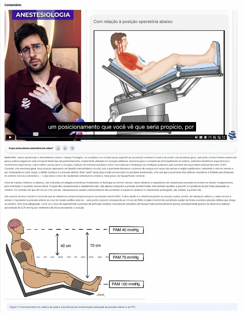 Questão de anestesiologia comentada em vídeo na plataforma